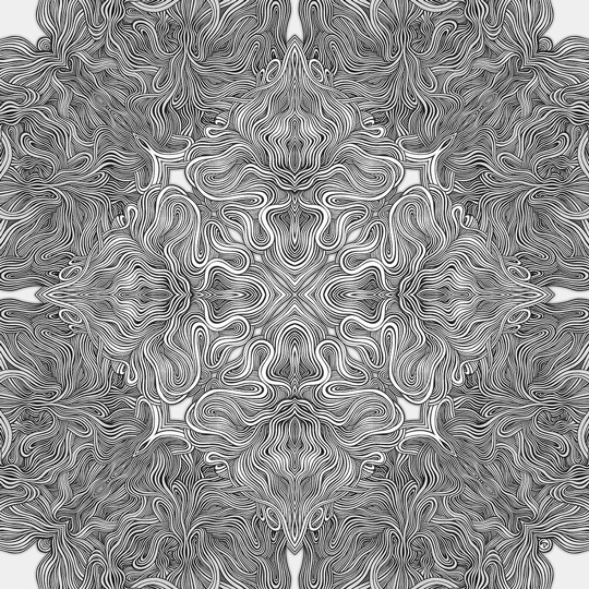 LIP1906002: Pen ＋ paper ＋ digital mixed media art by Lauren Iris Panos. Symmetrical, curvilinear, biomorphic abstract.