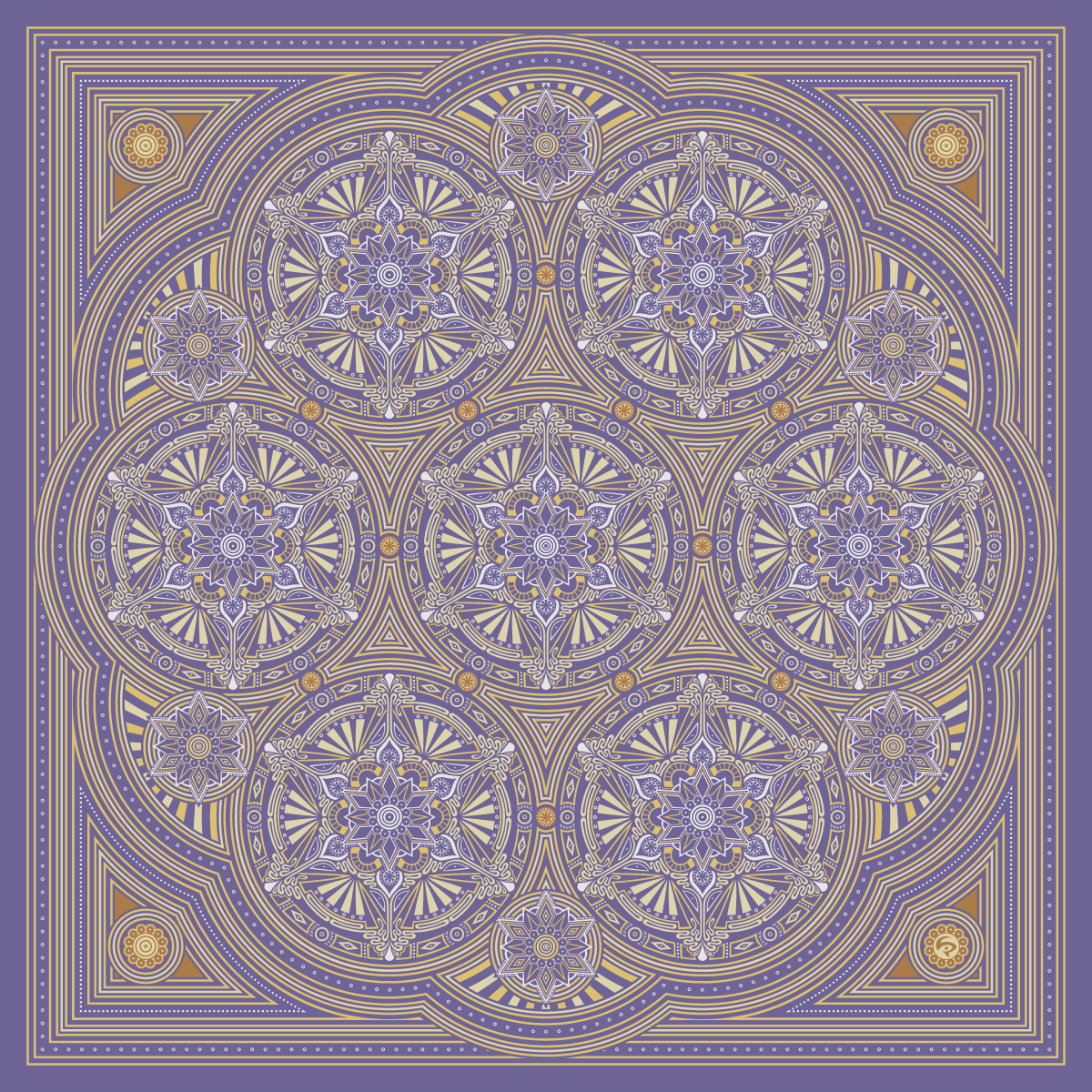 LIP2002002: Digital art by Lauren Iris Panos. Purple and brown, biomorphic, rosette mandala.