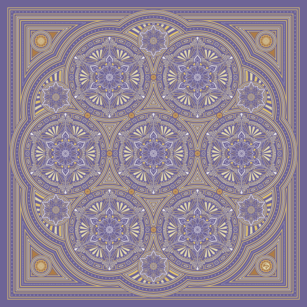 LIP2002002: Digital art by Lauren Iris Panos. Purple and brown, biomorphic, rosette mandala.