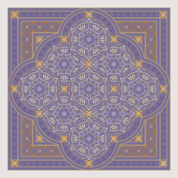 LIP2002004: Digital art by Lauren Iris Panos. Purple and brown, biomorphic, rosette mandala.