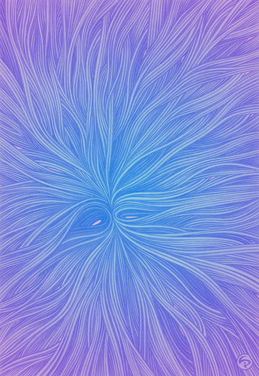 LIP2006001: Ballpoint ＋ paper ＋ digital mixed media art by Lauren Iris Panos. Purple and blue, biomorphic, abstract drawing. 