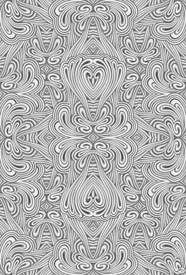 LIP2101003: Ballpoint ＋ paper ＋ digital mixed media art by Lauren Iris Panos. Symmetrical, biomorphic pattern of looping lines.